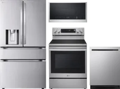 4 Piece Package Includes Refrigerator, Range, Microwave And Dishwasher