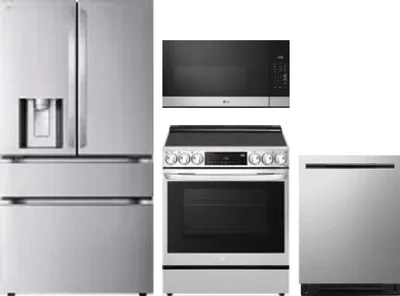 4 Piece Package Includes Refrigerator, Range, Microwave And Dishwasher