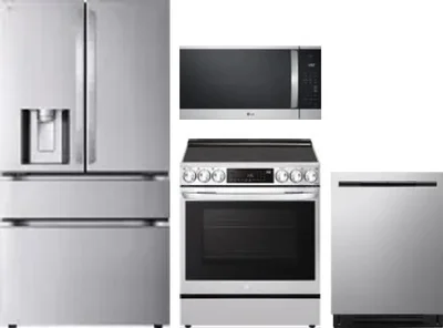 4 Piece Package Includes Refrigerator, Range, Microwave And Dishwasher