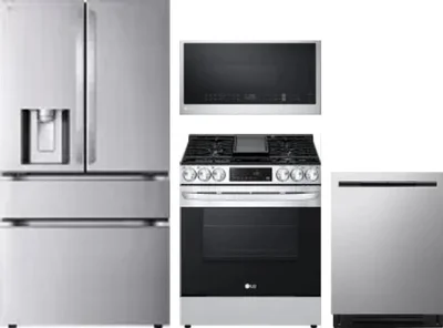 4 Piece Package Includes Refrigerator, Range, Microwave And Dishwasher