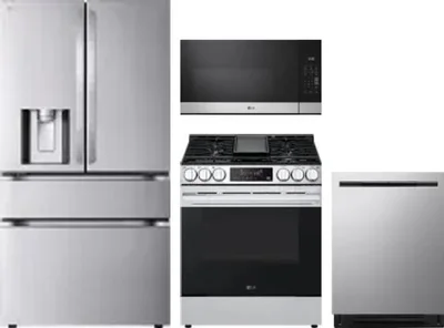 4 Piece Package Includes Refrigerator, Range, Microwave And Dishwasher