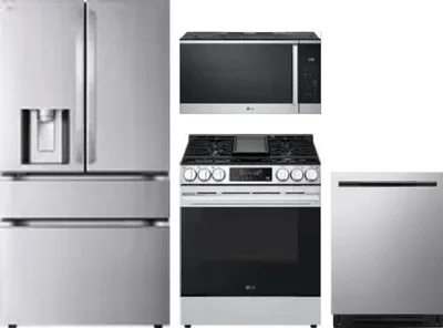 4 Piece Package Includes Refrigerator, Range, Microwave And Dishwasher