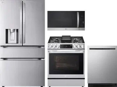4 Piece Package Includes Refrigerator, Range, Microwave And Dishwasher