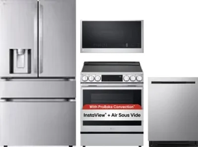 4 Piece Package Includes Refrigerator, Range, Microwave And Dishwasher