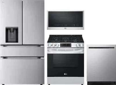 4 Piece Package Includes Refrigerator, Range, Microwave And Dishwasher