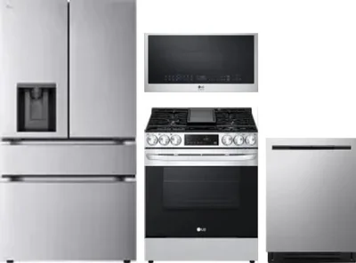 4 Piece Package Includes Refrigerator, Range, Microwave And Dishwasher