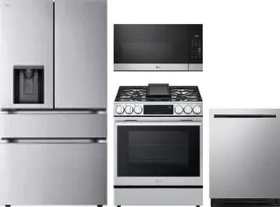 4 Piece Package Includes Refrigerator, Range, Microwave And Dishwasher