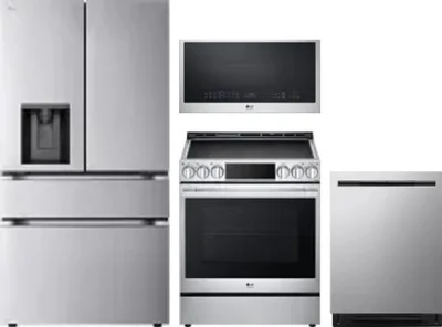 4 Piece Package Includes Refrigerator, Range, Microwave And Dishwasher