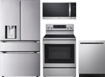 4 Piece Package Includes Refrigerator, Range, Microwave And Dishwasher