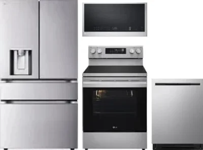 4 Piece Package Includes Refrigerator, Range, Microwave And Dishwasher
