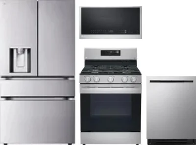 4 Piece Package Includes Refrigerator, Range, Microwave And Dishwasher