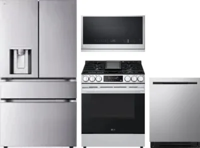 4 Piece Package Includes Refrigerator, Range, Microwave And Dishwasher