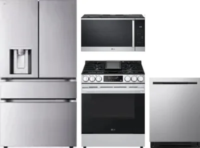 4 Piece Package Includes Refrigerator, Range, Microwave And Dishwasher