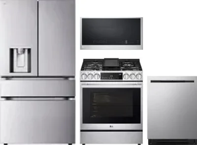 4 Piece Package Includes Refrigerator, Range, Microwave And Dishwasher