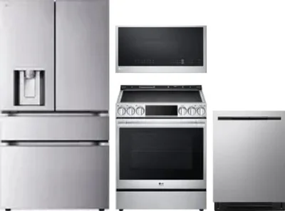4 Piece Package Includes Refrigerator, Range, Microwave And Dishwasher