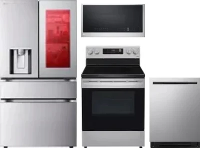 4 Piece Package Includes Refrigerator, Range, Microwave And Dishwasher