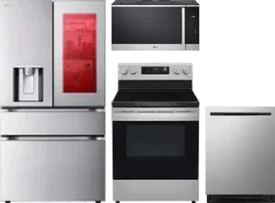 4 Piece Package Includes Refrigerator, Range, Microwave And Dishwasher