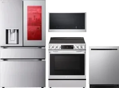 4 Piece Package Includes Refrigerator, Range, Microwave And Dishwasher