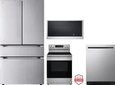 4 Piece Package Includes Refrigerator, Range, Microwave And Dishwasher