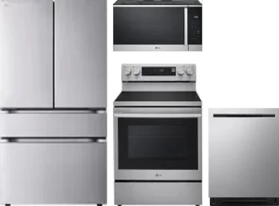 4 Piece Package Includes Refrigerator, Range, Microwave And Dishwasher
