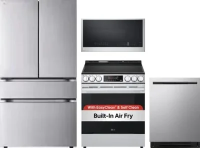 4 Piece Package Includes Refrigerator, Range, Microwave And Dishwasher