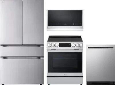 4 Piece Package Includes Refrigerator, Range, Microwave And Dishwasher