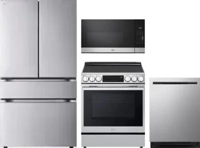 4 Piece Package Includes Refrigerator, Range, Microwave And Dishwasher
