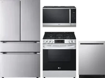 4 Piece Package Includes Refrigerator, Range, Microwave And Dishwasher