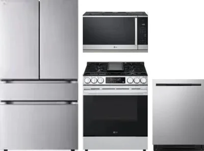 4 Piece Package Includes Refrigerator, Range, Microwave And Dishwasher