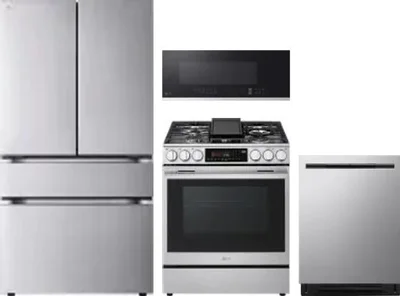 4 Piece Package Includes Refrigerator, Range, Microwave And Dishwasher