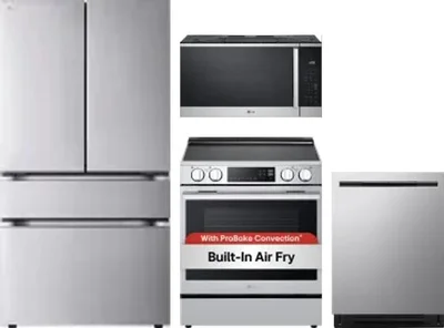 4 Piece Package Includes Refrigerator, Range, Microwave And Dishwasher