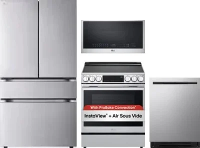 4 Piece Package Includes Refrigerator, Range, Microwave And Dishwasher