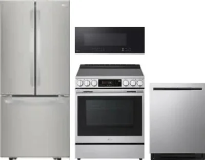4 Piece Package Includes Refrigerator, Range, Microwave And Dishwasher