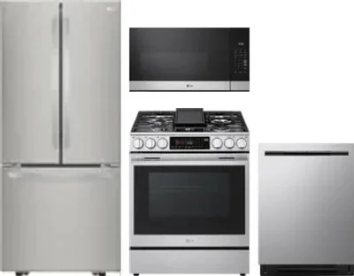 4 Piece Package Includes Refrigerator, Range, Microwave And Dishwasher