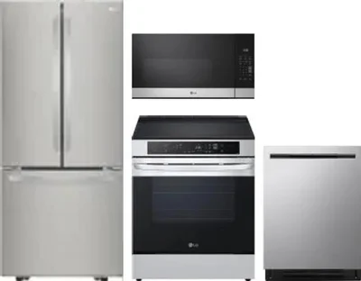 4 Piece Package Includes Refrigerator, Range, Microwave And Dishwasher