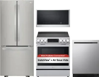 4 Piece Package Includes Refrigerator, Range, Microwave And Dishwasher