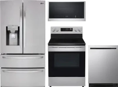 4 Piece Package Includes Refrigerator, Range, Microwave And Dishwasher