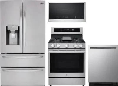 4 Piece Package Includes Refrigerator, Range, Microwave And Dishwasher