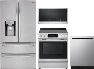 4 Piece Package Includes Refrigerator, Range, Microwave And Dishwasher