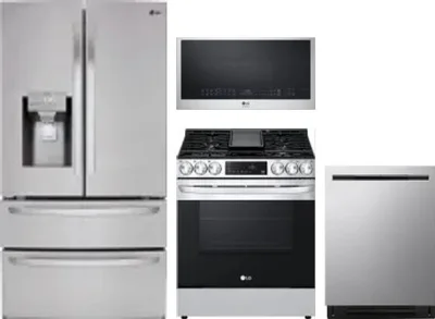 4 Piece Package Includes Refrigerator, Range, Microwave And Dishwasher