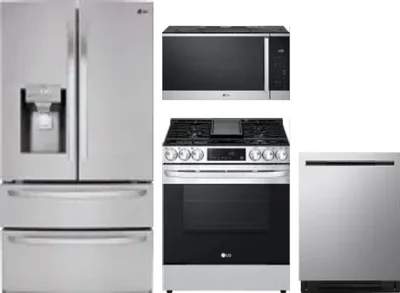 4 Piece Package Includes Refrigerator, Range, Microwave And Dishwasher