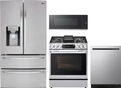 4 Piece Package Includes Refrigerator, Range, Microwave And Dishwasher