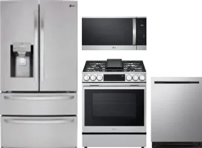 4 Piece Package Includes Refrigerator, Range, Microwave And Dishwasher