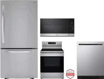4 Piece Package Includes Refrigerator, Range, Microwave And Dishwasher