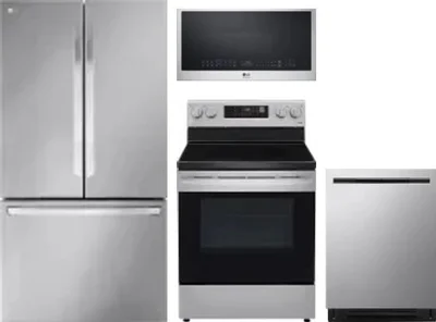 4 Piece Package Includes Refrigerator, Range, Microwave And Dishwasher
