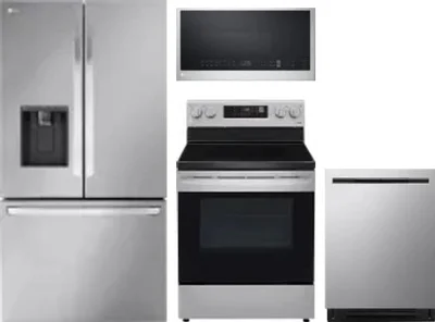 4 Piece Package Includes Refrigerator, Range, Microwave And Dishwasher