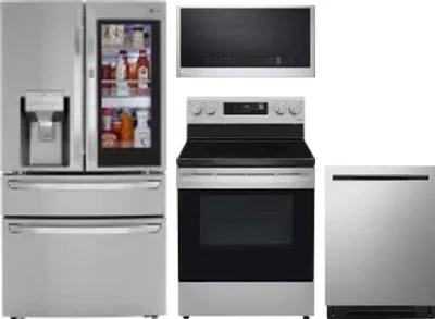 4 Piece Package Includes Refrigerator, Range, Microwave And Dishwasher