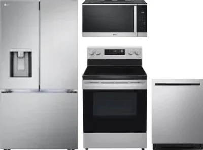 4 Piece Package Includes Refrigerator, Range, Microwave And Dishwasher