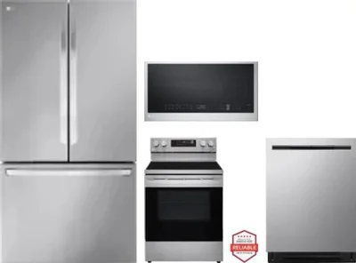 4 Piece Package Includes Refrigerator, Range, Microwave And Dishwasher