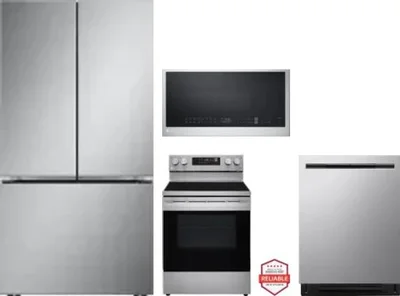 4 Piece Package Includes Refrigerator, Range, Microwave And Dishwasher